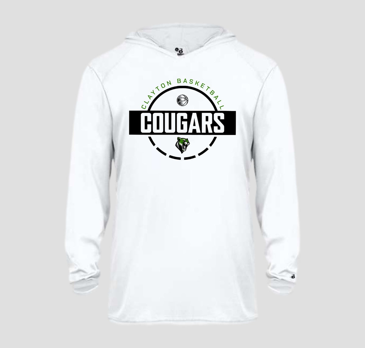 Clayton Cougars Basketball Long Sleeve Hooded Performance/Shooting Shirt