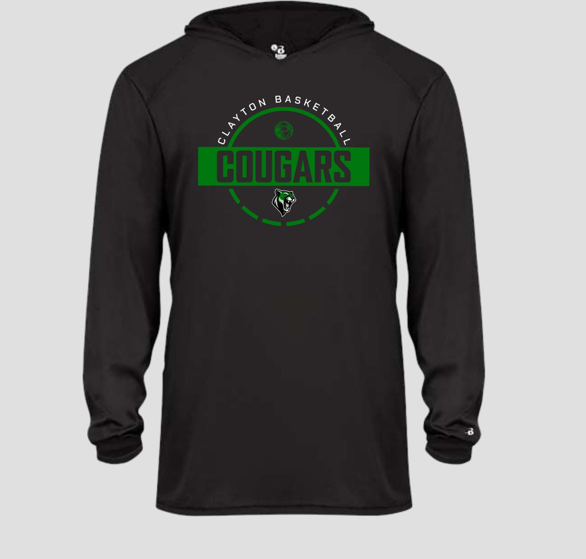 Clayton Cougars Basketball Long Sleeve Hooded Performance/Shooting Shirt