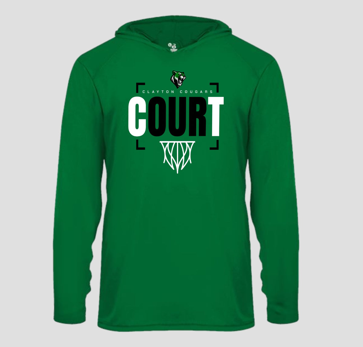 Clayton Cougars Basketball Long Sleeve Hooded Performance/Shooting Shirt
