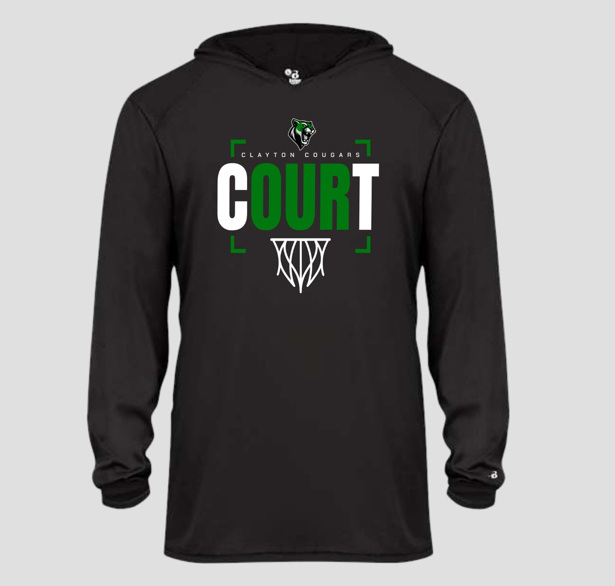 Clayton Cougars Basketball Long Sleeve Hooded Performance/Shooting Shirt