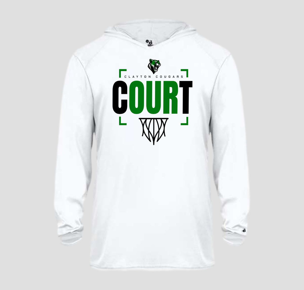 Clayton Cougars Basketball Long Sleeve Hooded Performance/Shooting Shirt