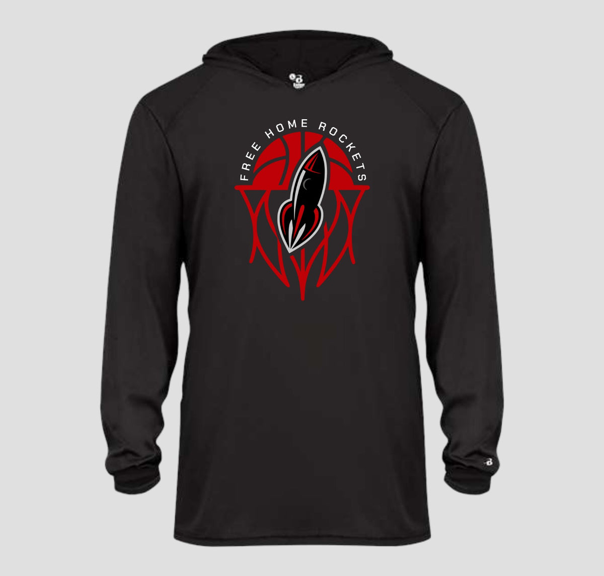 Free Home Rockets Basketball Long Sleeve Hooded Performance/Shooting Shirt