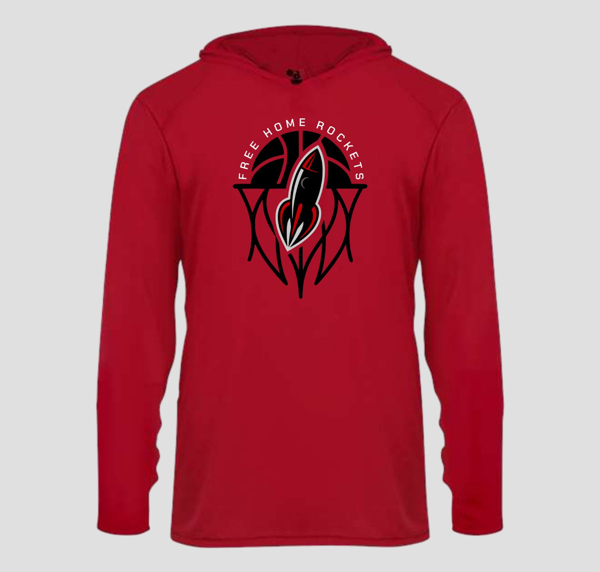 Free Home Rockets Basketball Long Sleeve Hooded Performance/Shooting Shirt
