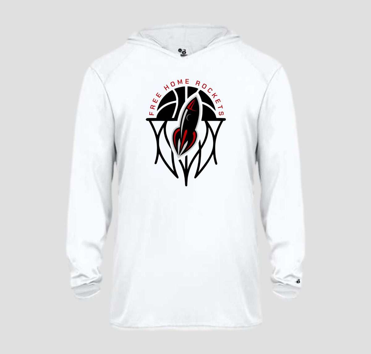 Free Home Rockets Basketball Long Sleeve Hooded Performance/Shooting Shirt
