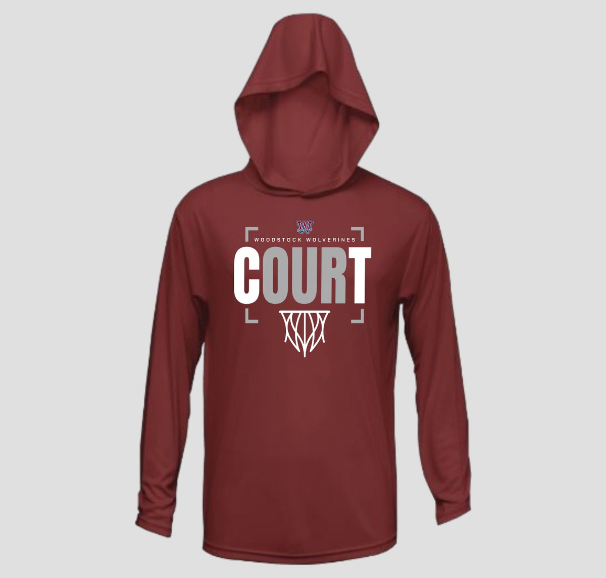 Woodstock Wolverines Basketball Long Sleeve Hooded Performance/Shooting Shirt