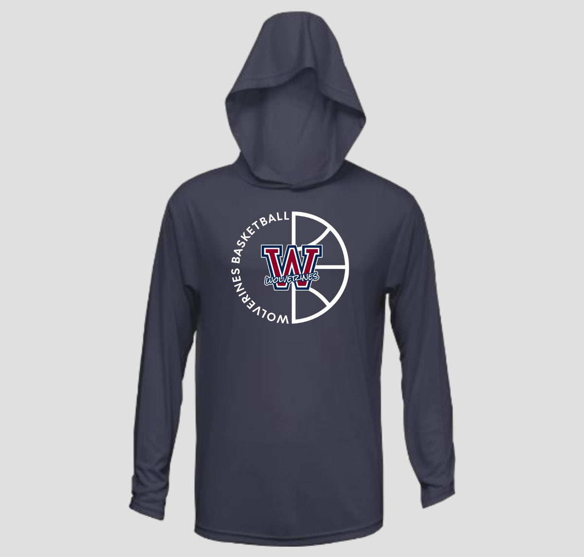 Woodstock Wolverines Basketball Long Sleeve Hooded Performance/Shooting Shirt