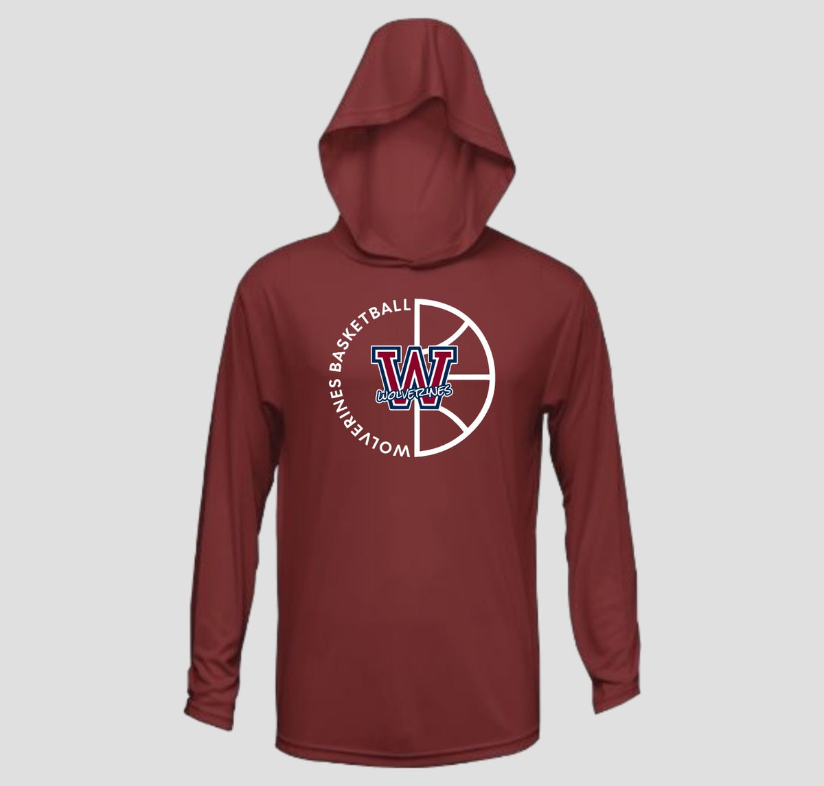 Woodstock Wolverines Basketball Long Sleeve Hooded Performance/Shooting Shirt