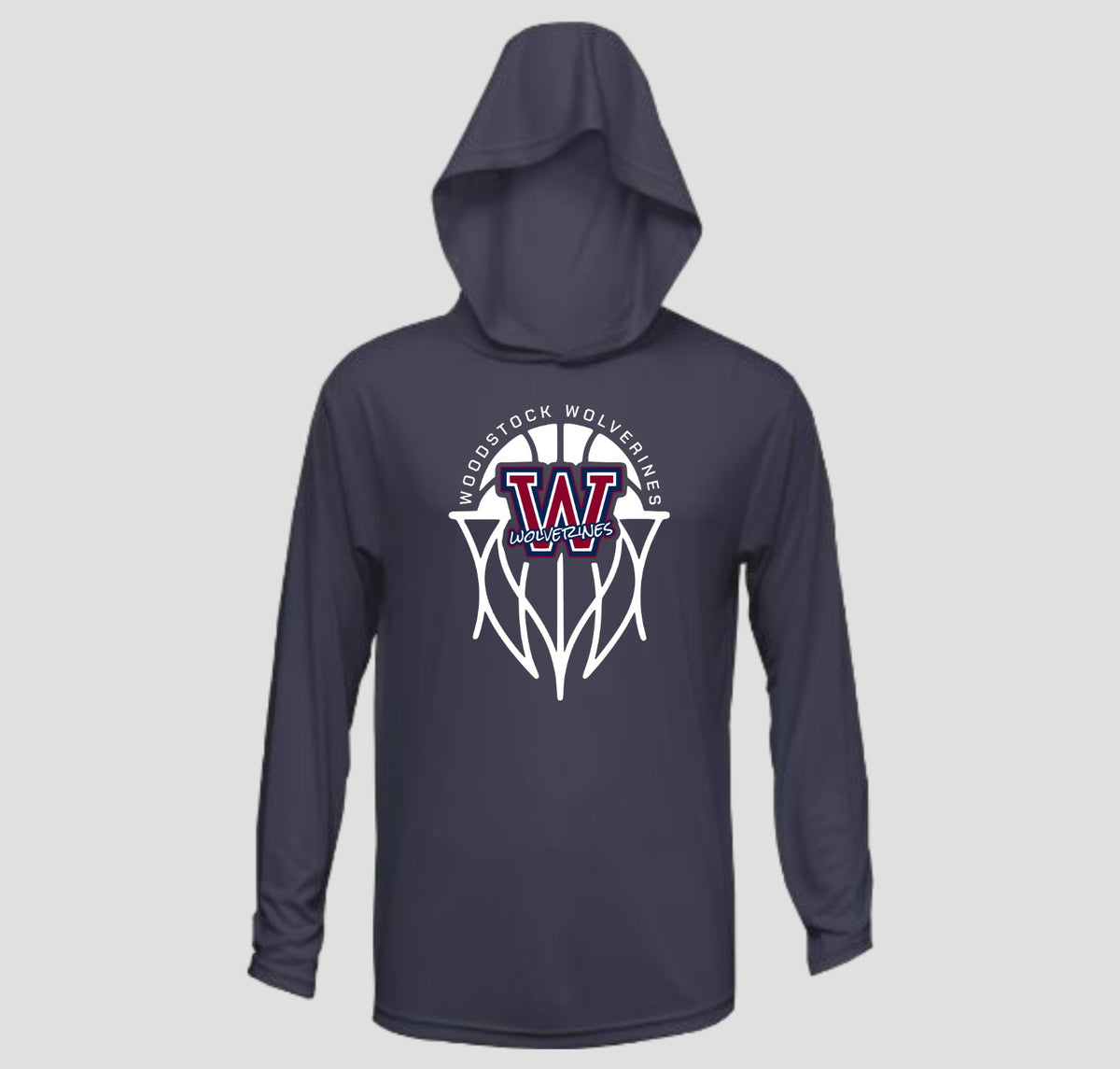 Woodstock Wolverines Basketball Long Sleeve Hooded Performance/Shooting Shirt