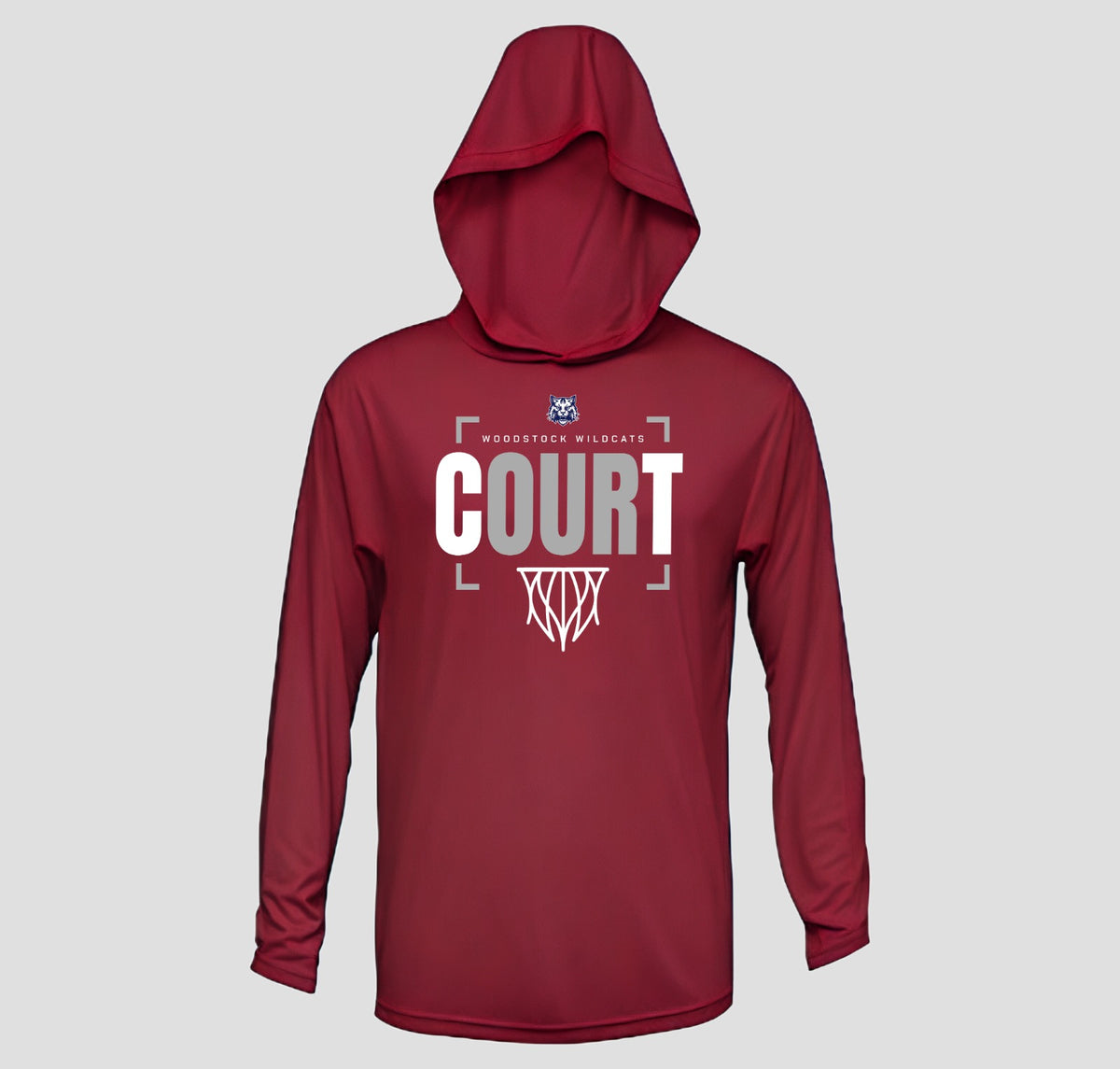 Woodstock Wildcats Basketball Hooded Long Sleeve Performance/Shooting Shirt