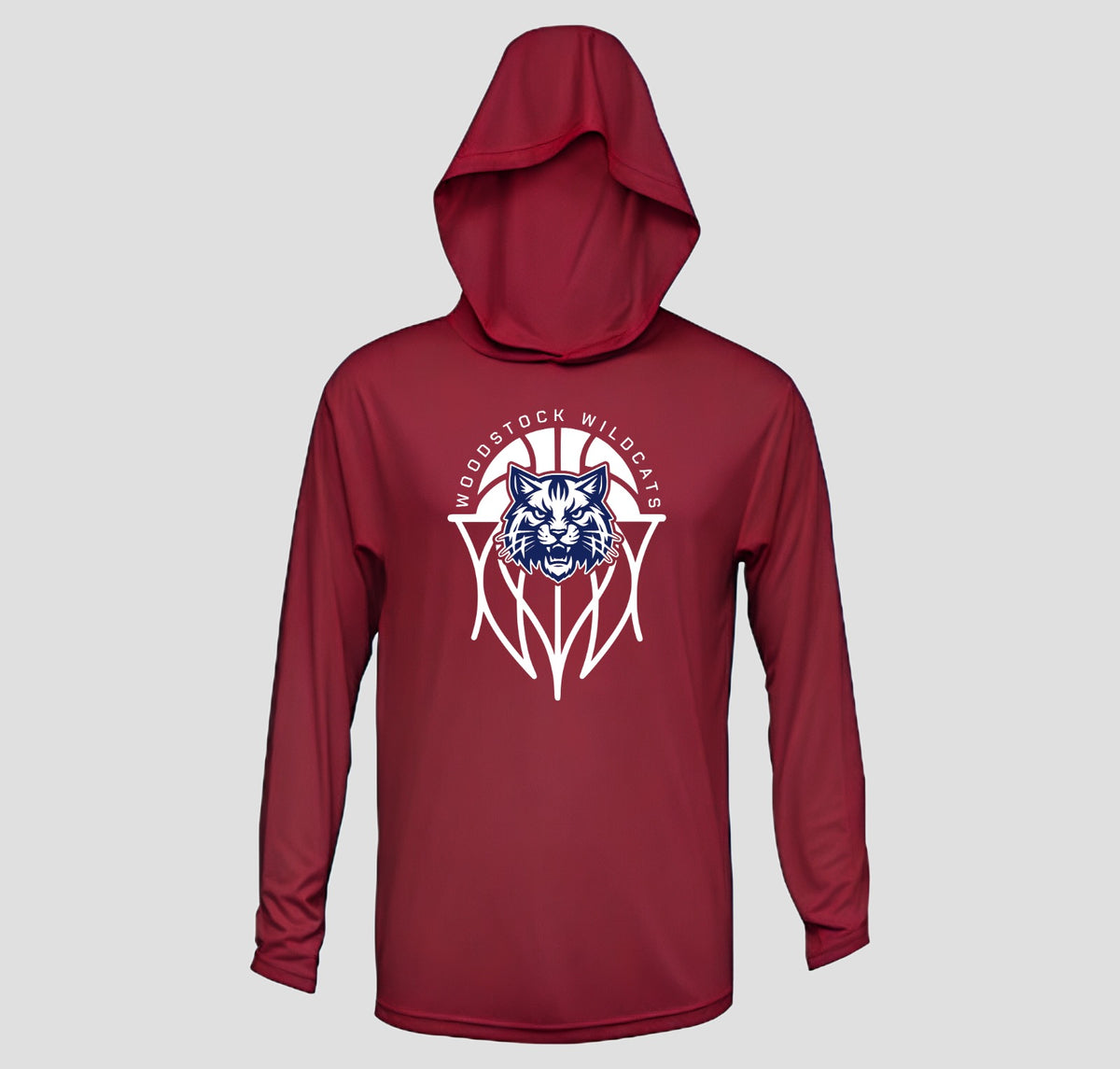 Woodstock Wildcats Basketball Hooded Long Sleeve Performance/Shooting Shirt