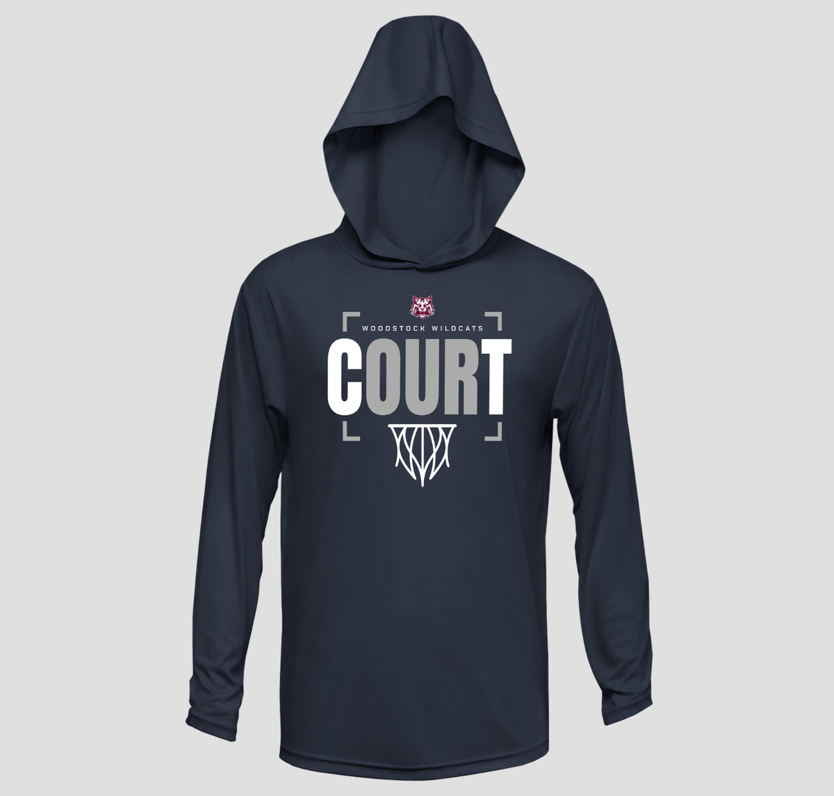 Woodstock Wildcats Basketball Hooded Long Sleeve Performance/Shooting Shirt