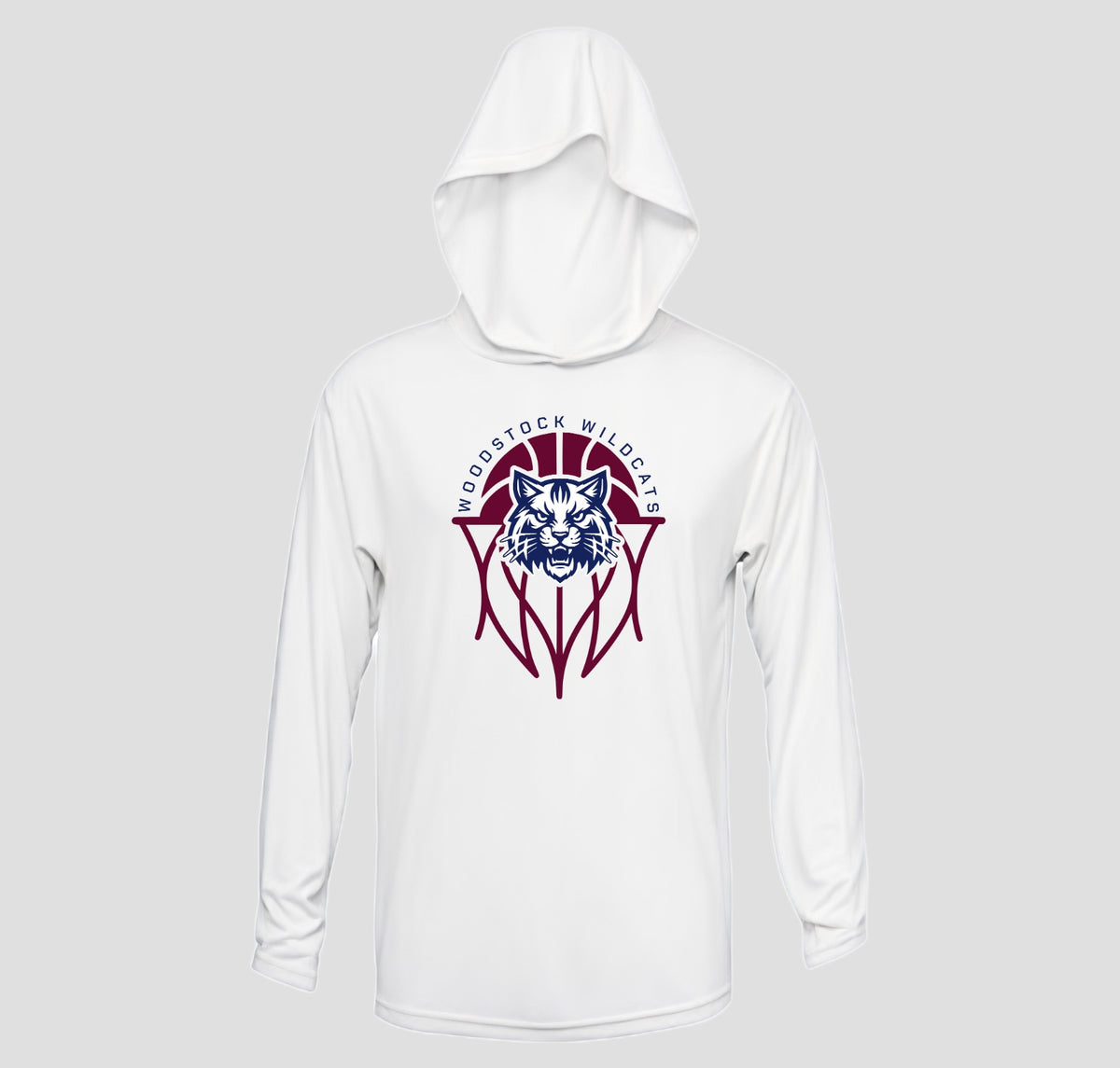 Woodstock Wildcats Basketball Hooded Long Sleeve Performance/Shooting Shirt