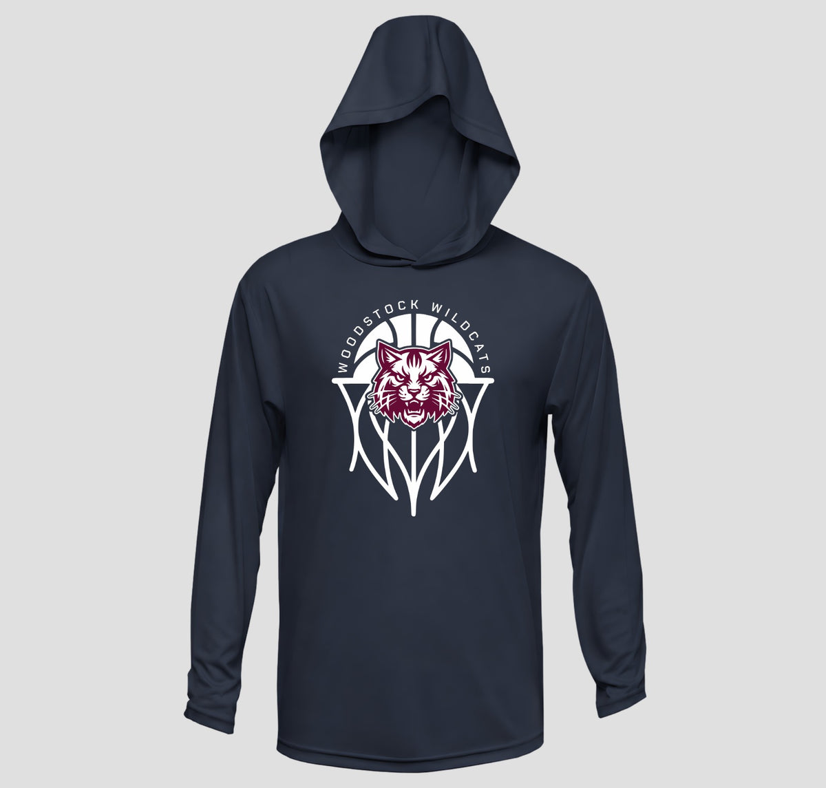 Woodstock Wildcats Basketball Hooded Long Sleeve Performance/Shooting Shirt