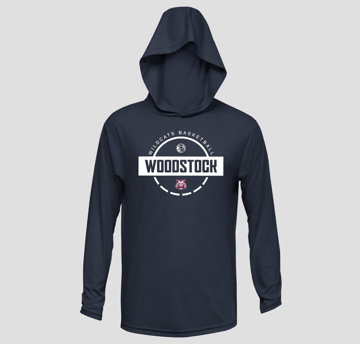 Woodstock Wildcats Basketball Hooded Long Sleeve Performance/Shooting Shirt