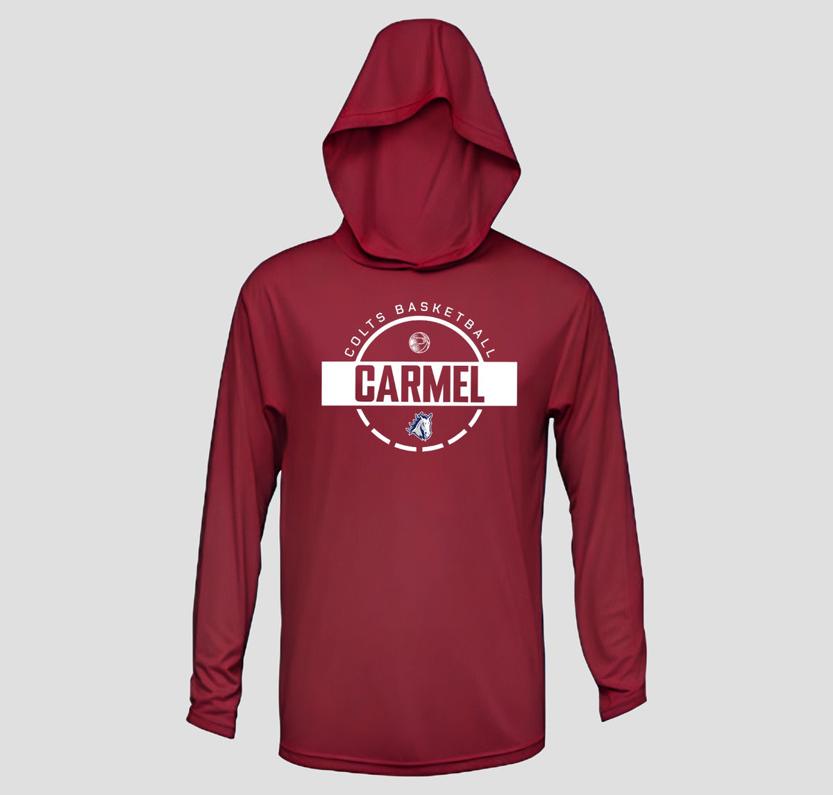 Carmel Colts Basketball Hooded Long Sleeve Performance/Shooting Shirt
