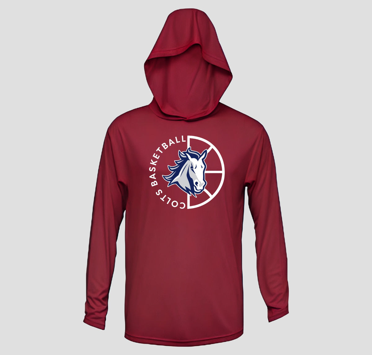 Carmel Colts Basketball Hooded Long Sleeve Performance/Shooting Shirt
