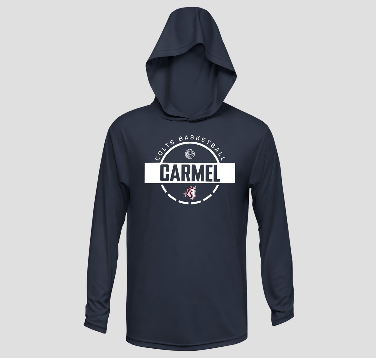 Carmel Colts Basketball Hooded Long Sleeve Performance/Shooting Shirt
