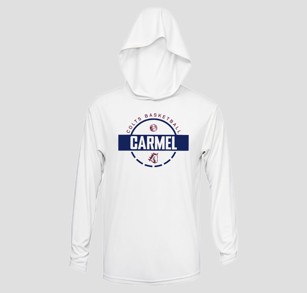 Carmel Colts Basketball Hooded Long Sleeve Performance/Shooting Shirt