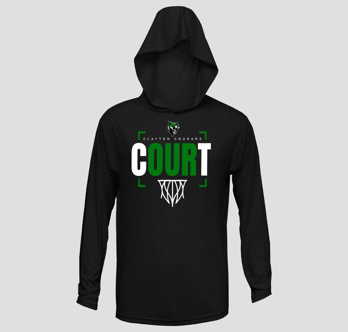 Clayton Cougars Basketball Hooded Long Sleeve Performance/Shooting Shirt