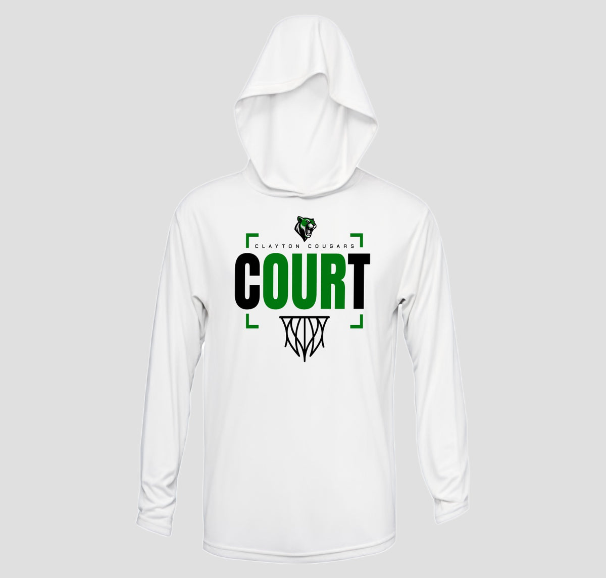 Clayton Cougars Basketball Hooded Long Sleeve Performance/Shooting Shirt