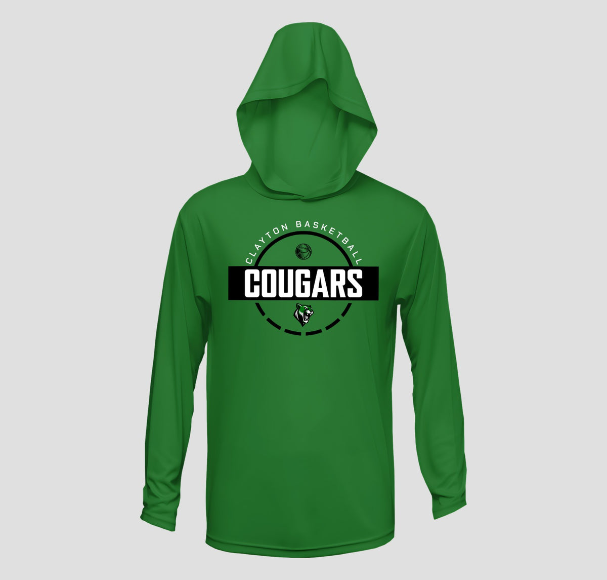 Clayton Cougars Basketball Hooded Long Sleeve Performance/Shooting Shirt
