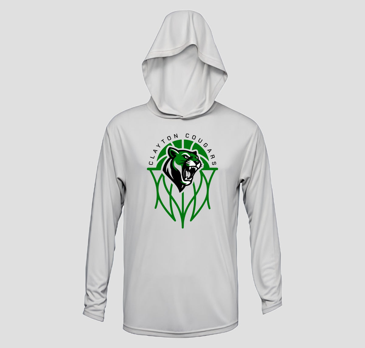 Clayton Cougars Basketball Hooded Long Sleeve Performance/Shooting Shirt
