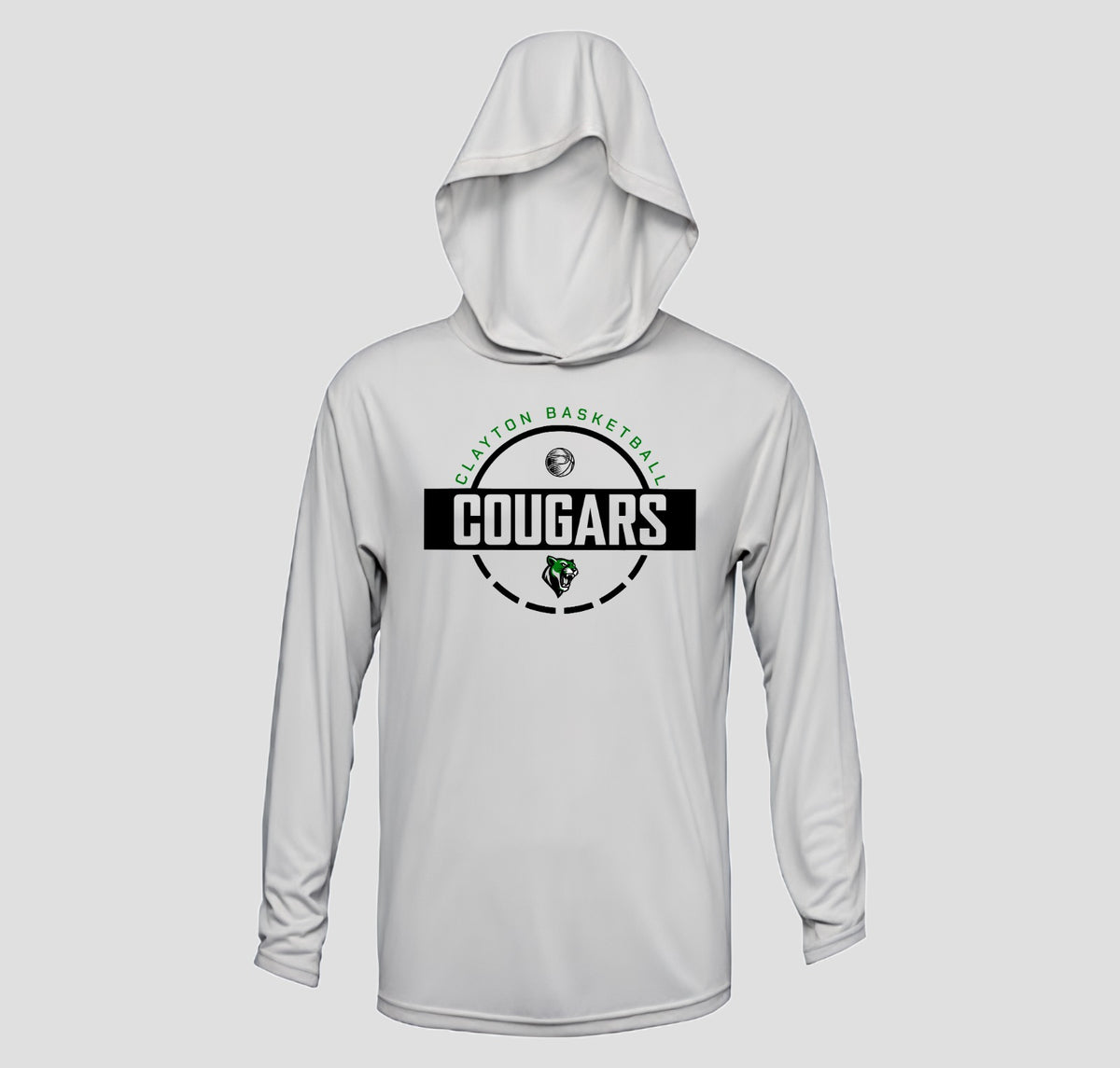 Clayton Cougars Basketball Hooded Long Sleeve Performance/Shooting Shirt