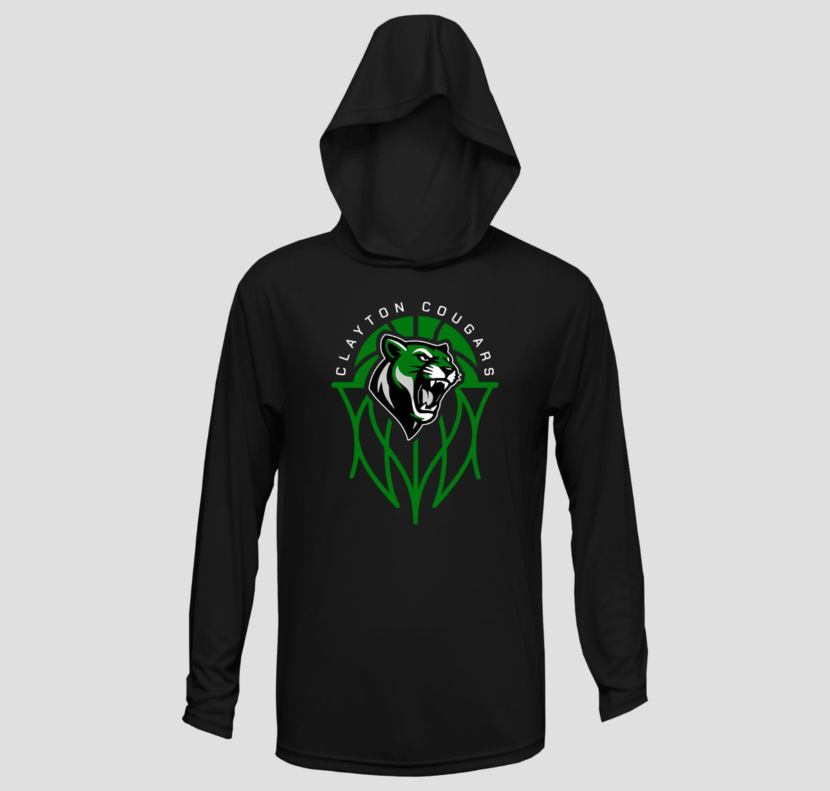 Clayton Cougars Basketball Hooded Long Sleeve Performance/Shooting Shirt