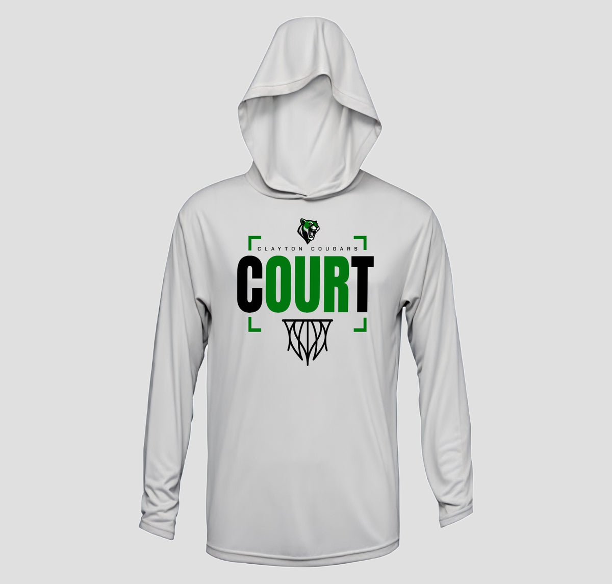 Clayton Cougars Basketball Hooded Long Sleeve Performance/Shooting Shirt