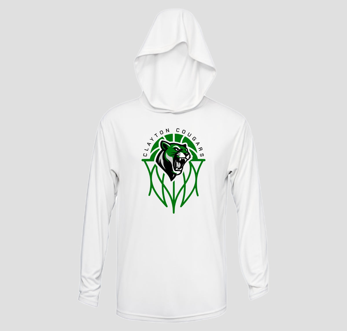 Clayton Cougars Basketball Hooded Long Sleeve Performance/Shooting Shirt