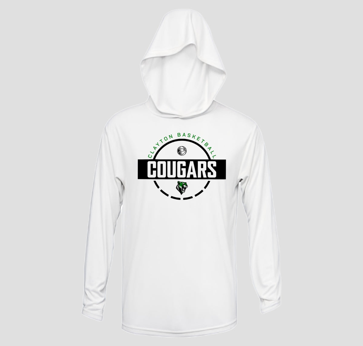 Clayton Cougars Basketball Hooded Long Sleeve Performance/Shooting Shirt