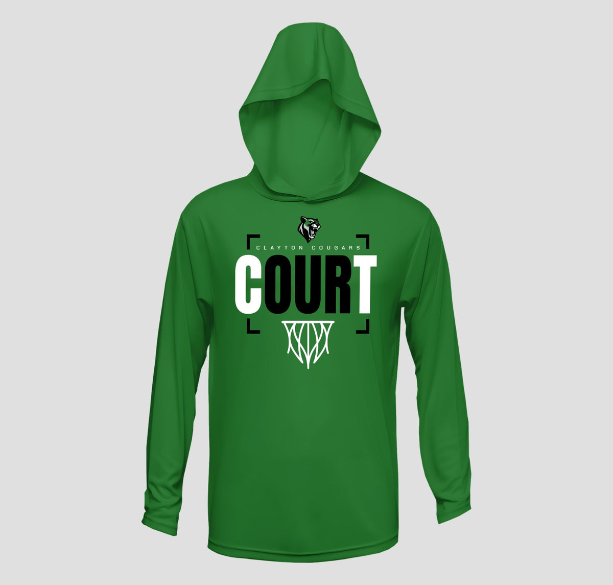 Clayton Cougars Basketball Hooded Long Sleeve Performance/Shooting Shirt