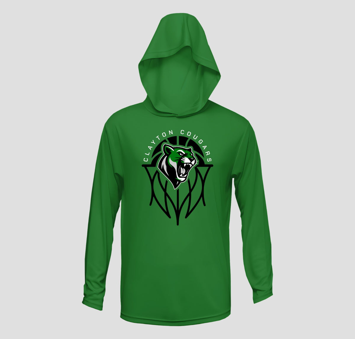 Clayton Cougars Basketball Hooded Long Sleeve Performance/Shooting Shirt