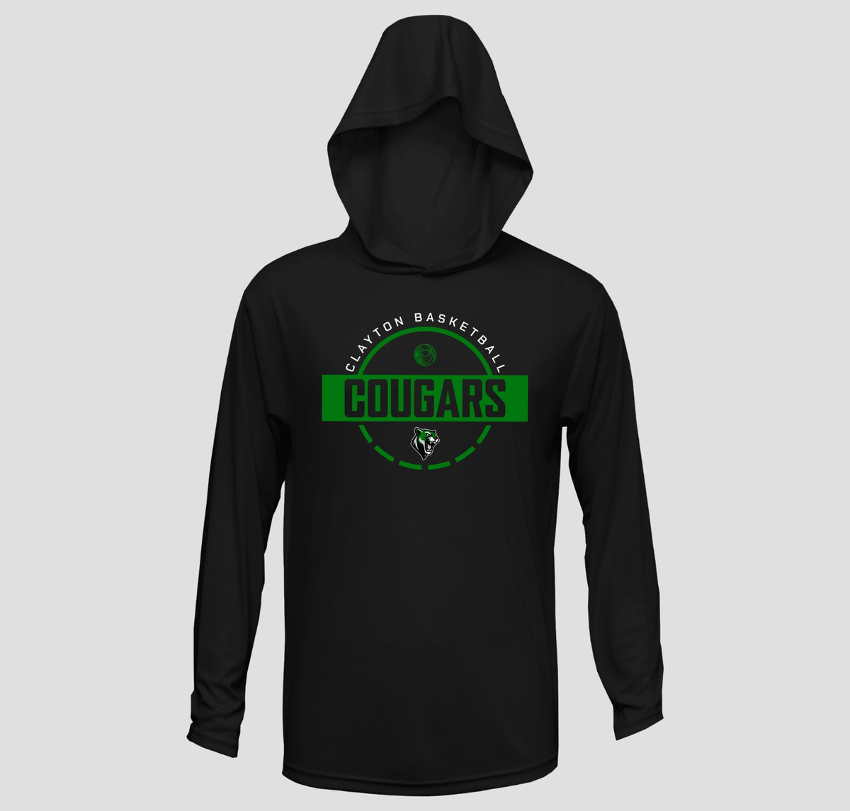 Clayton Cougars Basketball Hooded Long Sleeve Performance/Shooting Shirt