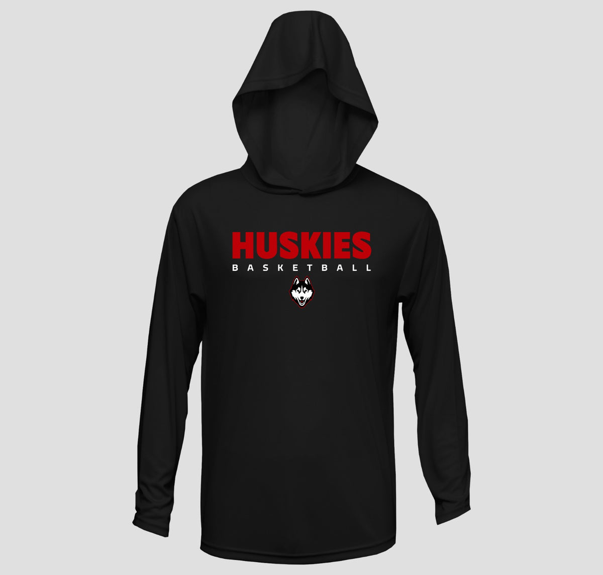 Hasty Huskies Basketball Long Sleeve Hooded Performance/Shooting Shirt