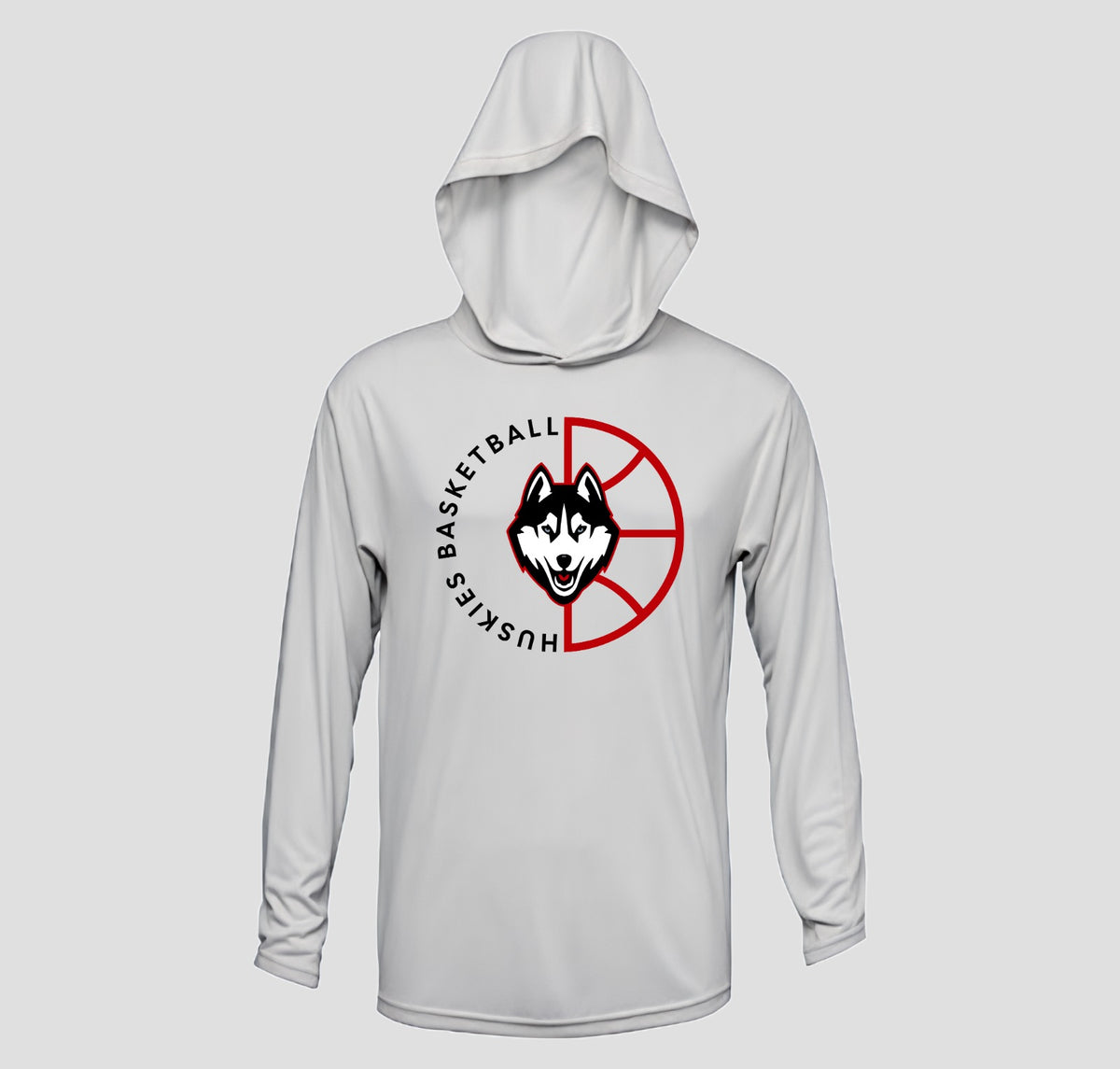 Hasty Huskies Basketball Long Sleeve Hooded Performance/Shooting Shirt