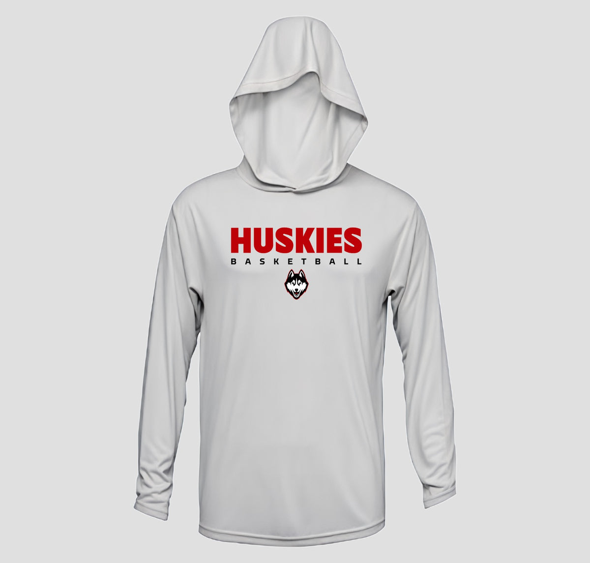 Hasty Huskies Basketball Long Sleeve Hooded Performance/Shooting Shirt