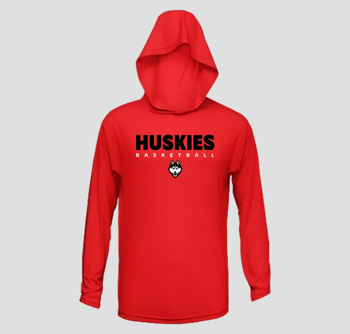 Hasty Huskies Basketball Long Sleeve Hooded Performance/Shooting Shirt