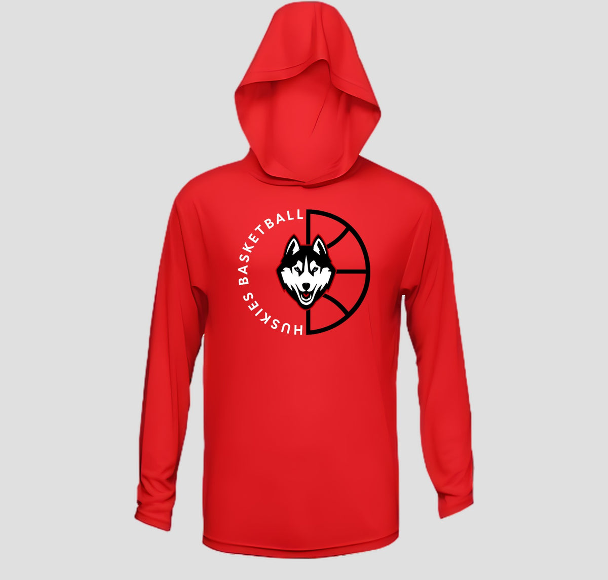 Hasty Huskies Basketball Long Sleeve Hooded Performance/Shooting Shirt