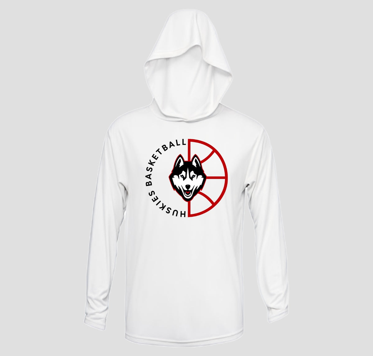Hasty Huskies Basketball Long Sleeve Hooded Performance/Shooting Shirt