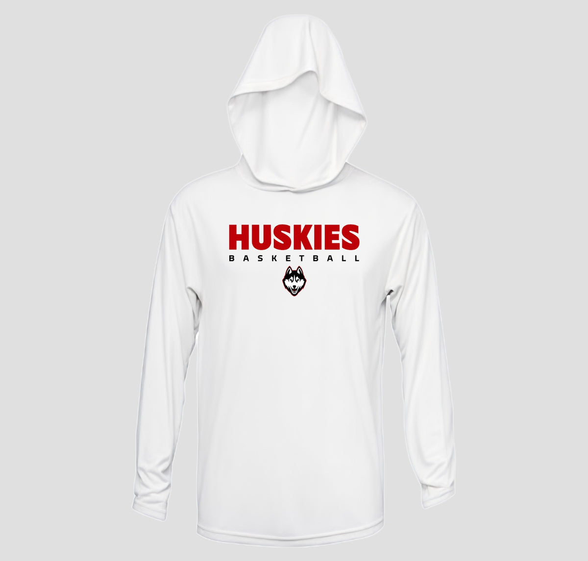 Hasty Huskies Basketball Long Sleeve Hooded Performance/Shooting Shirt