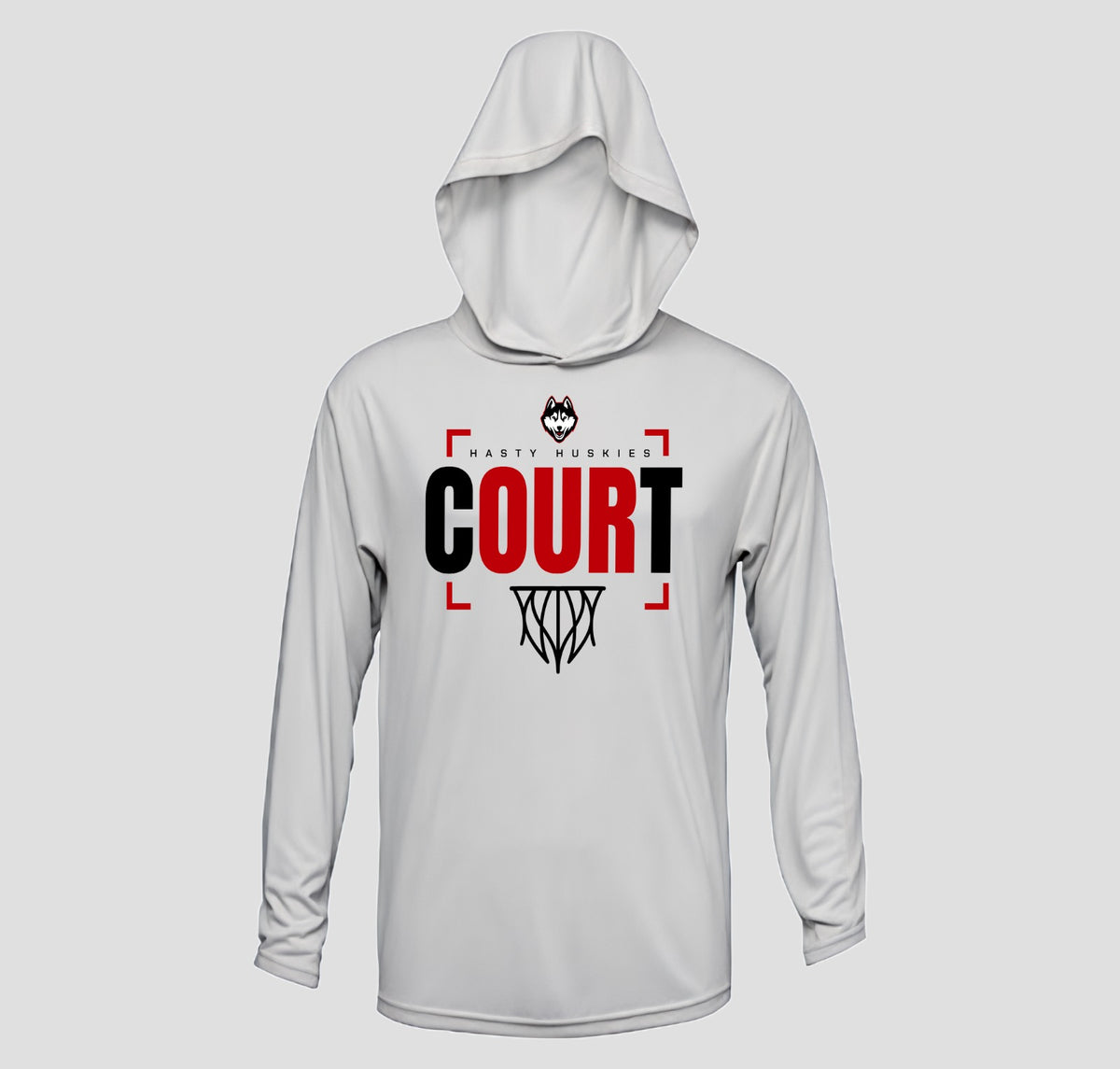 Hasty Huskies Basketball Long Sleeve Hooded Performance/Shooting Shirt