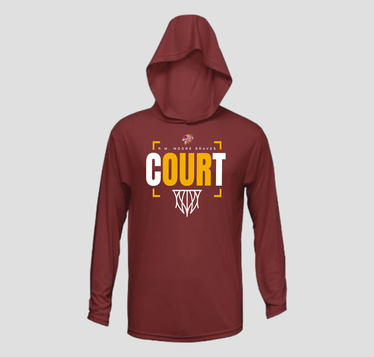R.M. Moore  Basketball Long Sleeve Hooded Performance/Shooting Shirt