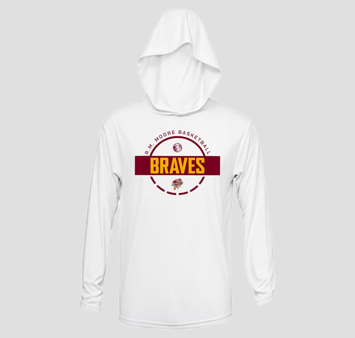 R.M. Moore  Basketball Long Sleeve Hooded Performance/Shooting Shirt
