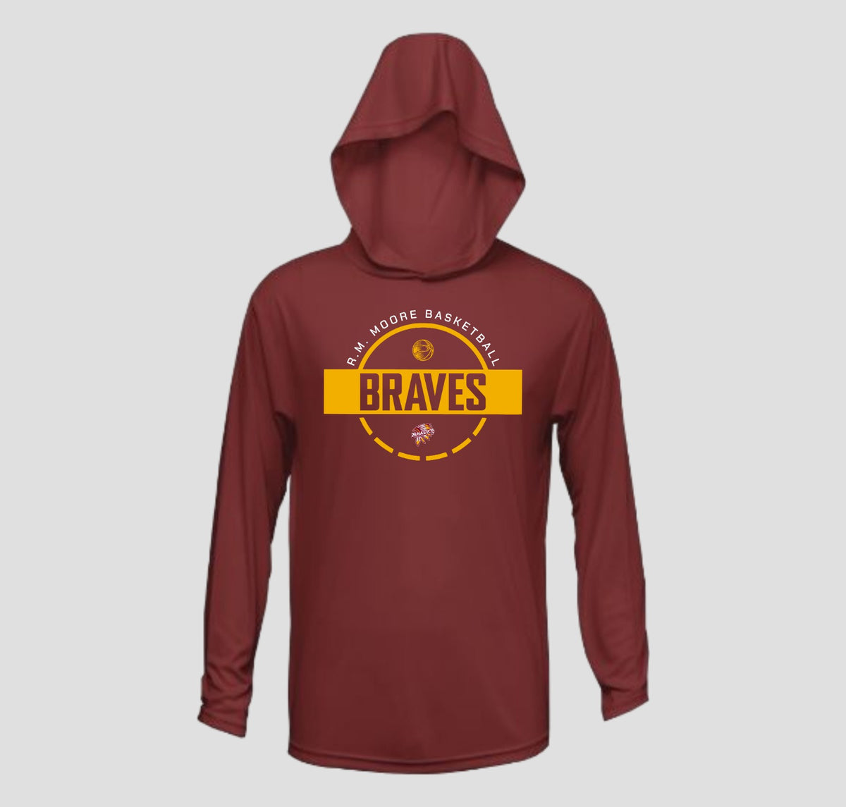 R.M. Moore  Basketball Long Sleeve Hooded Performance/Shooting Shirt