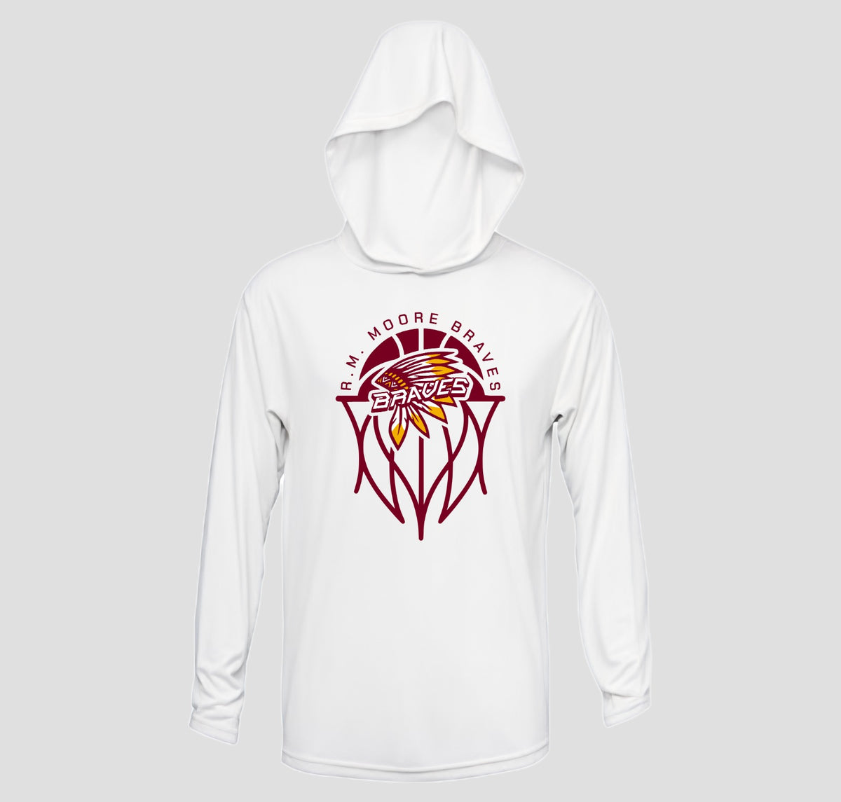 R.M. Moore  Basketball Long Sleeve Hooded Performance/Shooting Shirt