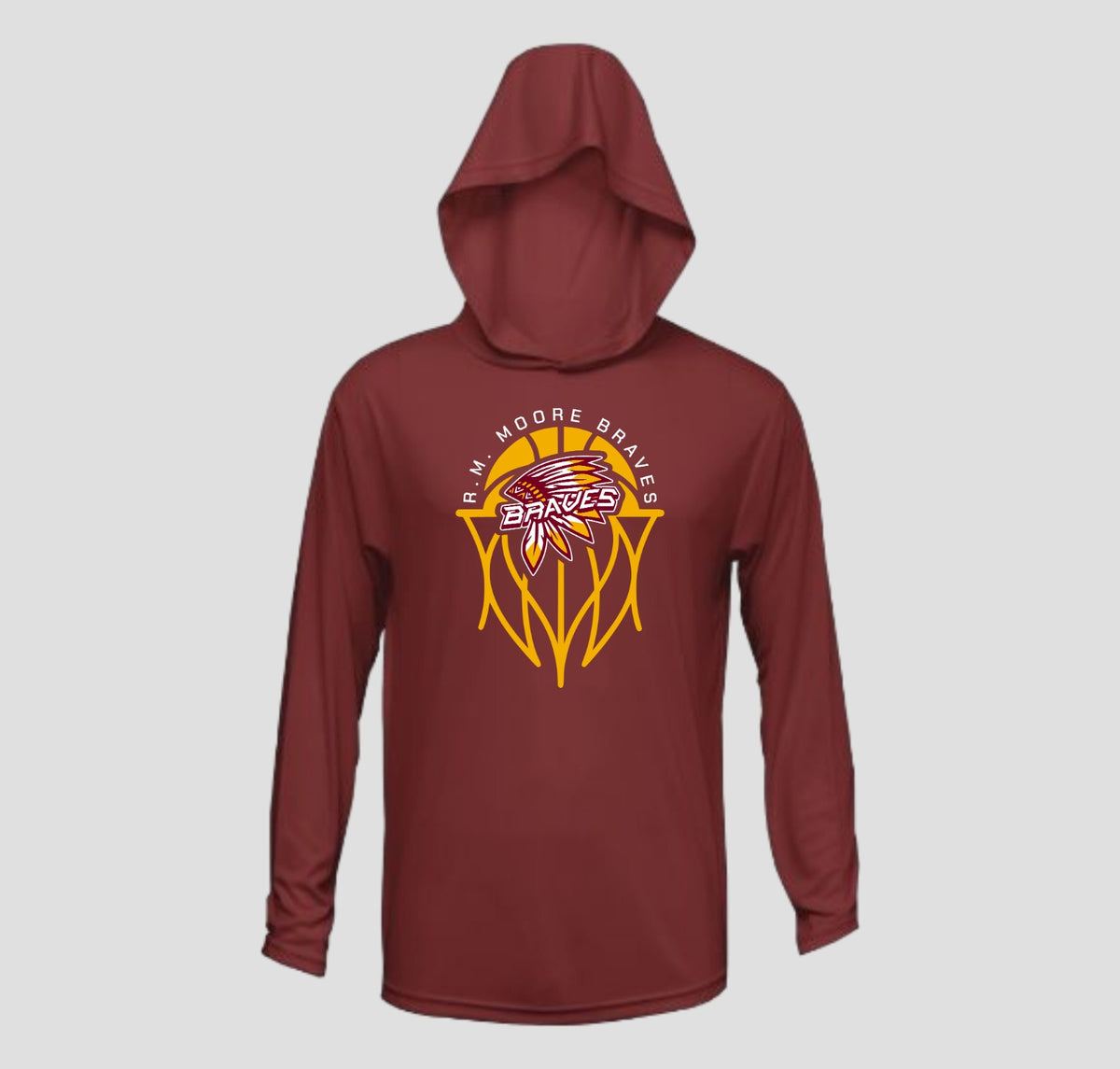 R.M. Moore  Basketball Long Sleeve Hooded Performance/Shooting Shirt
