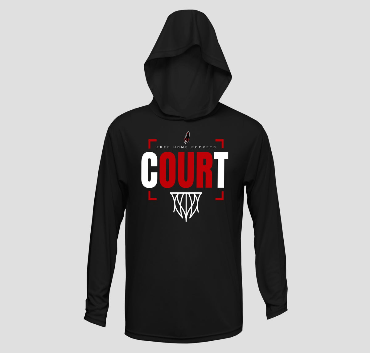 Free Home Rockets Basketball Long Sleeve Hooded Performance/Shooting Shirt