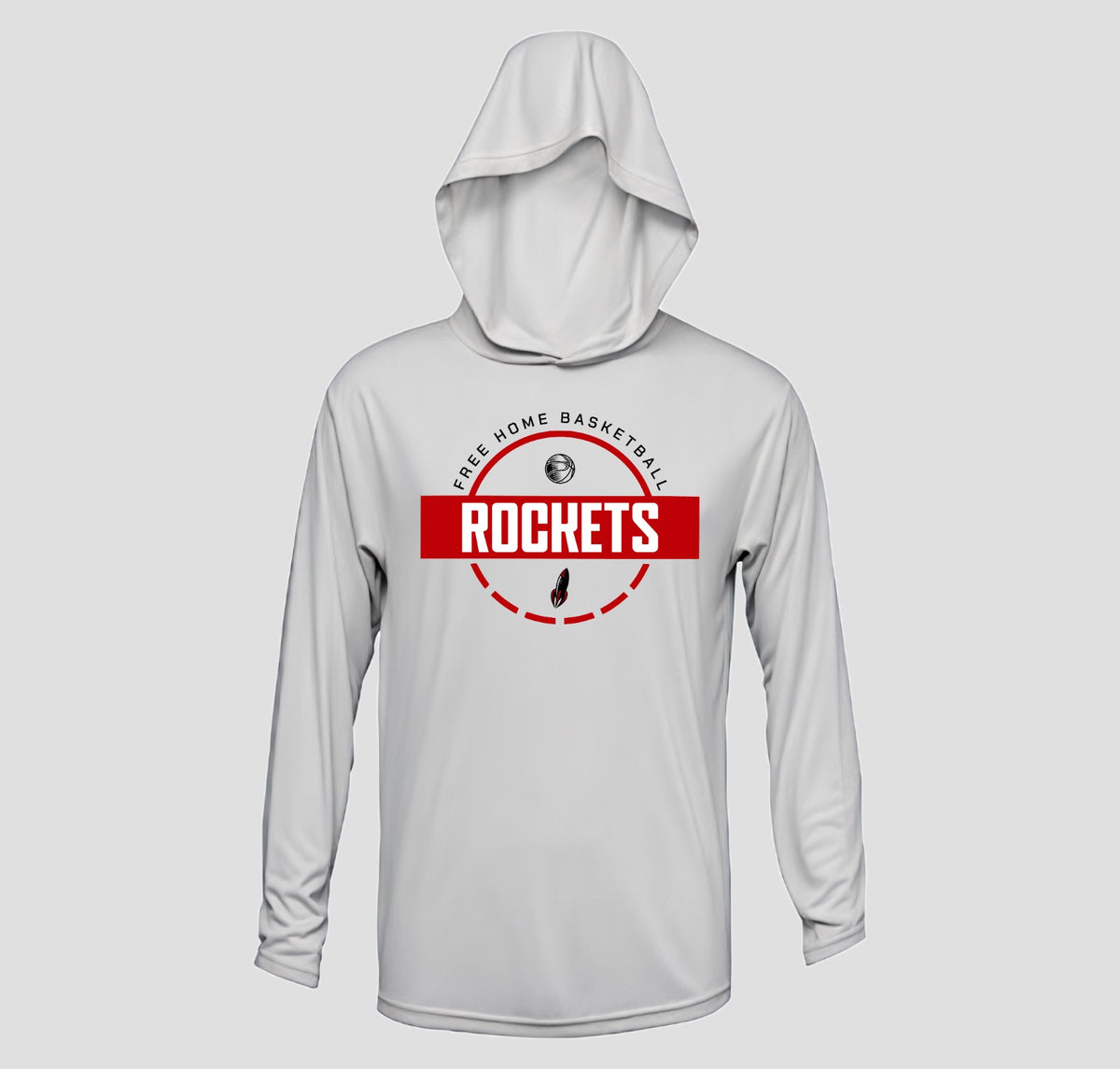 Free Home Rockets Basketball Long Sleeve Hooded Performance/Shooting Shirt