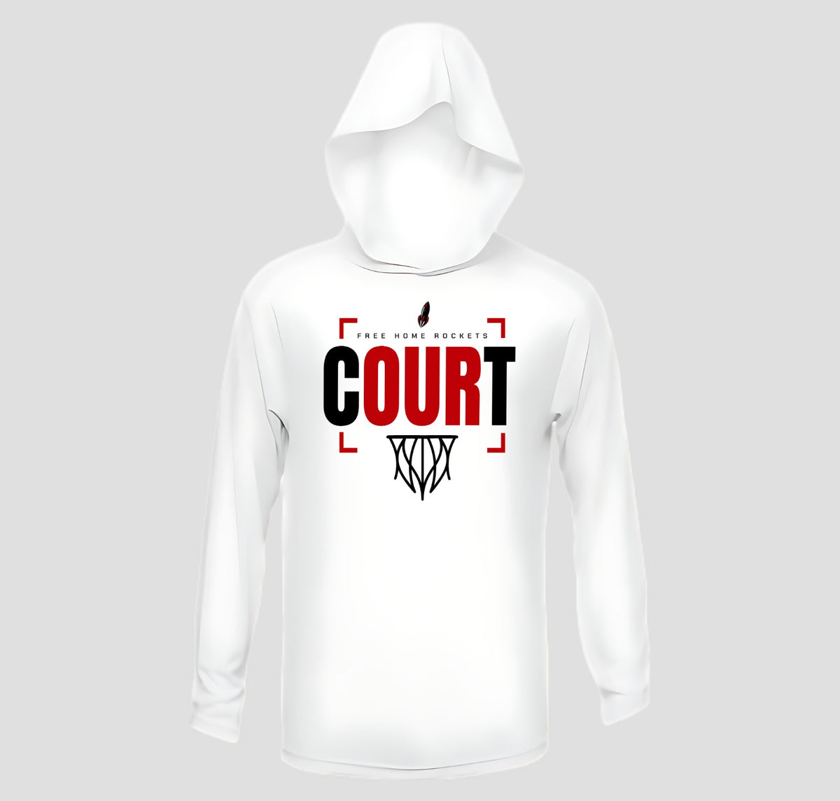 Free Home Rockets Basketball Long Sleeve Hooded Performance/Shooting Shirt